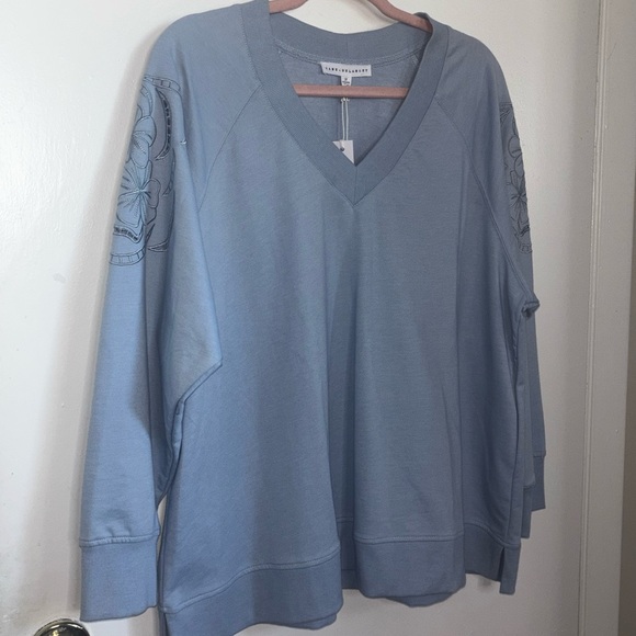 Lou & Grey Tops - Lou & Grey Light Blue V-Neck Sweatshirt